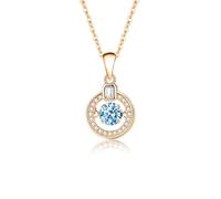 Women's White Gold 9K Necklace Circle 0.5ct Moissanite Pendant, 45cm