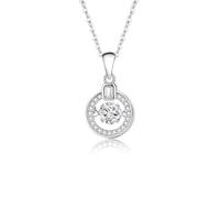 Women's White Gold 9K Necklace Circle 0.5ct Moissanite Pendant, 45cm