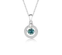 Women's White Gold 9K Necklace Circle 0.5ct Moissanite Pendant, 45cm