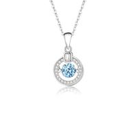 Women's White Gold 9K Necklace Circle 0.5ct Moissanite Pendant, 45cm