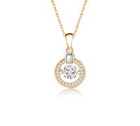 Women's White Gold 9K Necklace Circle 0.5ct Moissanite Pendant, 45cm