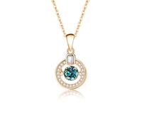 Women's White Gold 9K Necklace Circle 0.5ct Moissanite Pendant, 45cm