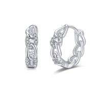 Women's White Gold Au585 14 Carat Chain Earrings Round Moissanite