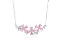 Women's White Gold Au585 14K Necklace Lab Grown Rosa Sapphire Pendant, 45cm