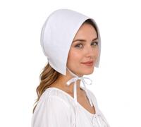 Women's White Pioneer Bonnet Colonial Puritan Amish Prairie Medieval Hat