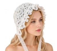 Women's White Pioneer Bonnet Colonial Puritan Amish Prairie Medieval Hat