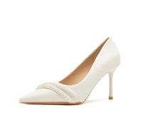 Women's White Pointed Toe Stiletto High Heels - Wedding Bride Pumps, for Formal Occasions, Dating, Shopping & Formal Events,White,5 UK