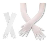 Women's White Sheer Gloves, 55cm Long Mesh Opera Gloves for Wedding, Bridal, Costume Party and Formal Events