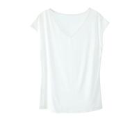 Womens White T Shirt Casual V Neck Short Sleeve T Shirts Slim Fit Plain Crop Tops Modal Cotton Solid Blouse Undershirts Lounge Wear Ladies Comfy Breathable Lightweight Tops Summer Tunic Shirt