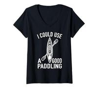Womens White Water Kayak Canoeing - I Could Use A Good Paddling V-Neck T-Shirt