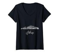 Womens Whitehorse Yukon Skyline Travel Souvenirs White Cityscape V-Neck T-Shirt