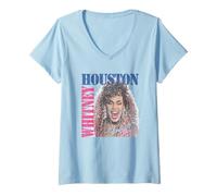 Women's Whitney Houston Exhale Distressed Photo V-Neck T-Shirt