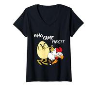 Women's Who Came First... The Chicken or The Egg? - (Funny T-Shirt) V-Neck T-Shirt