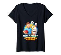 Women's Who is Mark and Why Do I Have to H i t Him Funny Bowling V-Neck T-Shirt