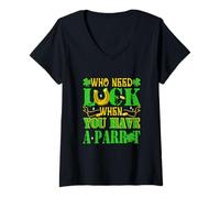 Women's Who Need Luck When You Have A Parrot Patrick's Day Shamrocks V-Neck T-Shirt