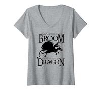 Womens Who Needs a Broom When You Have a Dragon V-Neck T-Shirt