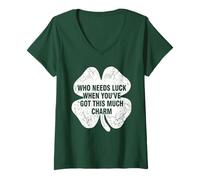 Women's Who Needs Luck When You've Got This Much Charm V-Neck T-Shirt