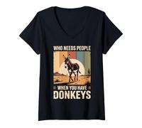 Womens Who Needs People When You Have Donkeys Funny V-Neck T-Shirt