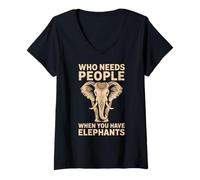 Womens Who Needs People When You Have Elephants V-Neck T-Shirt