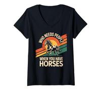 Womens Who Needs People When You Have Horses Funny Horse Riding V-Neck T-Shirt