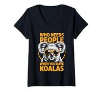 Womens Who Needs People When You Have Koalas Funny Koala Bear V-Neck T-Shirt