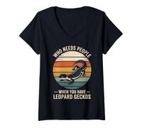 Womens Who Needs People When You Have Leopard Geckos Funny Lizard V-Neck T-Shirt