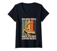 Womens Who Needs People When You Have Leopard Geckos Funny V-Neck T-Shirt