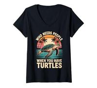 Womens Who Needs People When You Have Turtles V-Neck T-Shirt