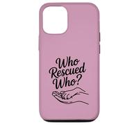 Womens Who Rescued Who Paw Print Dog Adoption Lover Heart Case for iPhone 12/12 Pro