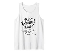Womens Who Rescued Who Paw Print Dog Adoption Lover Heart Tank Top