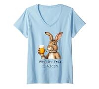 Womens Who the Fck is Alice? X Beer Rabbit Delicious Beer V-Neck T-Shirt
