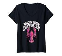 Womens Who's Your Craw Daddy Funny Crawfish Pun V-Neck T-Shirt