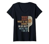 Women's Whose Serve What's The Score Funny Pickleball Questions V-Neck T-Shirt