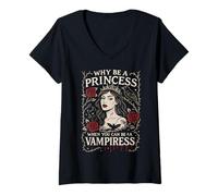 Womens Why Be a Princess When You Can Be a Vampiress Gothic Art V-Neck T-Shirt