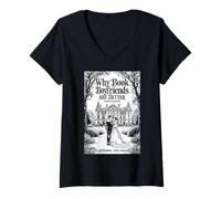 Womens Why Book Boyfriends are Better Funny Bookish Romance Cover V-Neck T-Shirt