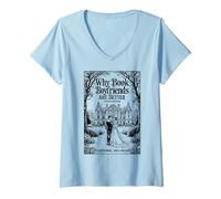 Womens Why Book Boyfriends are Better Funny Bookish Romance Cover V-Neck T-Shirt