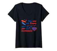 Womens Why Color with Crayons When You Can Paint with Diamonds V-Neck T-Shirt