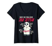 Womens Why Do You Love Funny Panda BJJ Brazilian Funny Jiu Jitsu V-Neck T-Shirt