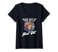 Womens WHY FIT in When You CAN Stand Out V-Neck T-Shirt