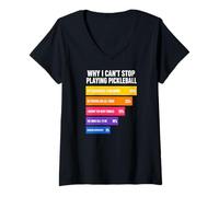 Women's Why I Can't Stop Playing Pickleball Reasons V-Neck T-Shirt
