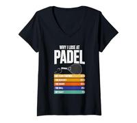 Women's Why I Lose At Padel Funny Padel Player Humor V-Neck T-Shirt