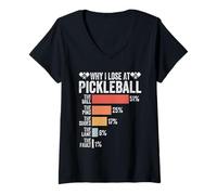 Womens Why I Lose at Pickleball Player Funny Humor Pickleballers V-Neck T-Shirt