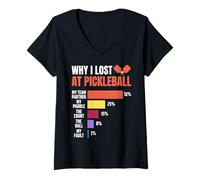 Womens Why I Lost At Pickleball Paddleball Funny Pickleball V-Neck T-Shirt