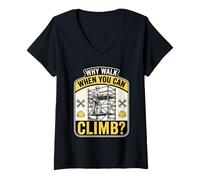 Women's Why Walk When You Can Climb Scaffolder Worker V-Neck T-Shirt