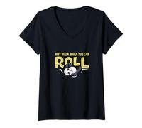 Womens Why Walk When You Can Roll Funny Panda Mode for Panda Lovers V-Neck T-Shirt