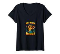 Womens Why Walk When You Can Shimmy Belly Dance Vibes V-Neck T-Shirt
