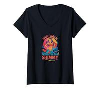Womens Why Walk When You Can Shimmy Belly Dance Vibes V-Neck T-Shirt