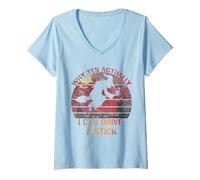 Womens Why Yes Actually I Can Drive a Stick Funny Halloween V-Neck T-Shirt