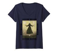Women's Wicca Symbols 4 Elements Triple Moon Neopaganism Witchcraft V-Neck T-Shirt