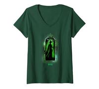 Women's Wicked Elphaba No One Mourns The Wicked V-Neck T-Shirt, Dark Green, Small